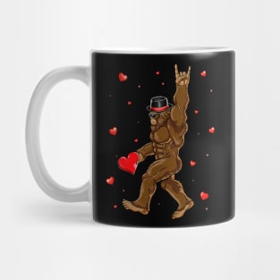 Bigfoot Holding Heart Valentines Day Shirt For Boys Kids Men Mug